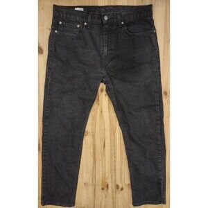 Levi's 502 Slim Fit Tapered Jeans Black Charcoal Wash Men's 36x32 Actual (36x30)